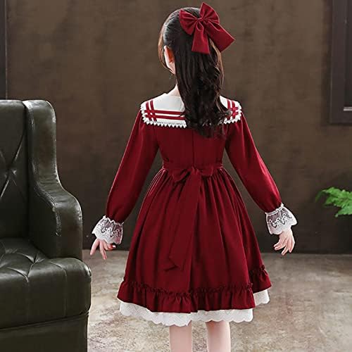Vestidos para meninas meninas crianças crianças meninas de criança longa manga bowknot lolita saia de duas peças para meninas