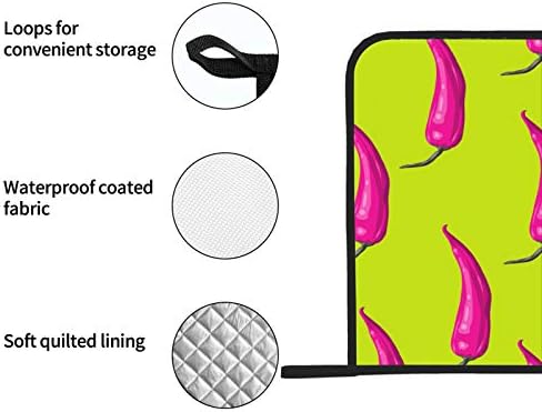 Portadores de panela de pimenta criativos verdes Creative Conjunto de cozinha resistente a calor Pads quentes 2 PCs Conjuntos de toalhas de cozinha com suportes de panela 8 × 8 polegadas para cozinhar e assar