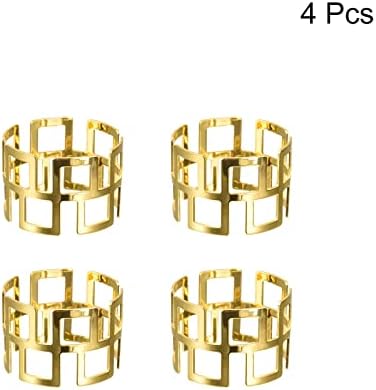 Uxcell Metal Napkin Rings Conjunto de 4, Hollow Out Nardar Ring Holder Fivele para Decorações de Mesa de Jantar