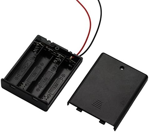 ZRM & E E 3 -PACO AAA 4 x 1,5V Bateria do suporte da bateria, 4 slots x 1,5V AAA Battery Clip Storage Storage Box Fios - Com o interruptor liga/desliga