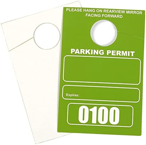 Pacote de 100 pacote de estacionamento temporário pendurar tags numeradas 0001-0100, passes pendurados para espelhos de carro,