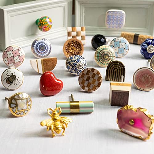 INDIANSHELF 2 PACKS PULLS | Botões de armário decorativo multicolorido | Botões de coruja para cômoda | Crianças de cerâmica botões de cômoda | Botões de crianças | Botões e puxadores | Botões do gabinete
