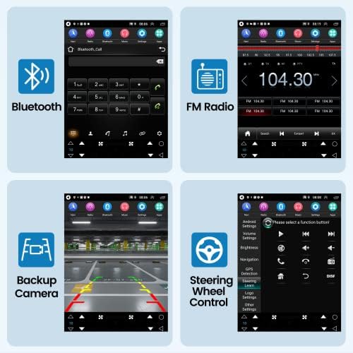 Android 11 CarPlay sem fio Din Din Car Séreo com Navegação de 9,7 polegadas Vertical Touchscreen Bluetooth Car Radio com câmera