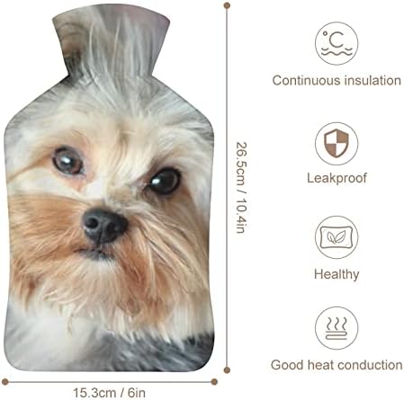 Botthe de água quente de cachorro fofo com capa macia para compressa quente e alívio da dor na terapia a frio 6x10.4in