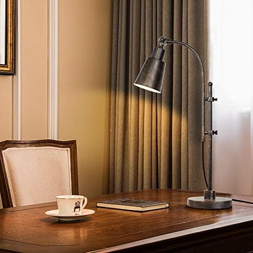Lâmpada de mesa de metal lalisu lâmpada rústica preto ajustável, lâmpada de estilo industrial com interruptor liga/desliga,