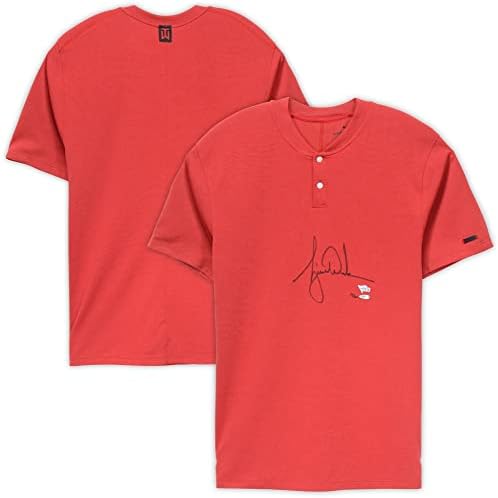 Tiger Woods autografou Red Vapor AeroreAct Nike Polo - Edição limitada de 50 - Deck superior - Camisas de golfe autografadas