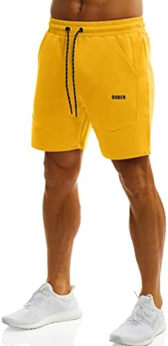 Shorts de treino de algodão de ginástica atlética de 6 de Ouber masculinos com shorts de suor com zíper para o bodybuilding