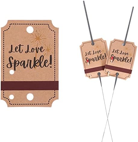 100pcs Kraft Wedding Sparkler Tags, “Let Love Sparkle” mangas starller rústicas com tiras de atacante para casamentos