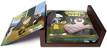 Conjunto de montanha -russa Looney Tunes Glass - Bugs Bunny Daffy Duck Elmer Fudd Road Runner Sylvester e Tweety Bird