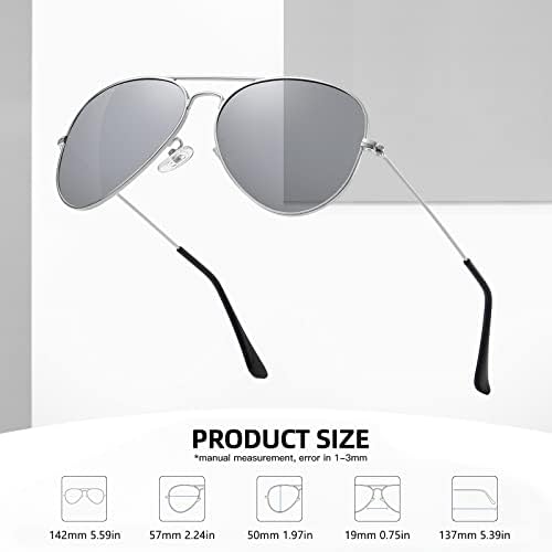 Óculos de sol Aviator para homens mulheres que dirigem moldura de metal de proteção UV400 polarizada