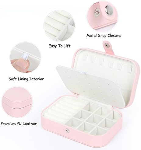 Caixa de jóias pequenas, estojo de judeu para mulheres para garotas Gift, Pu Leather Mini portátil Jewerly Organizador, 2 Camadas