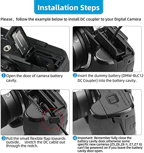 Glorich DMW-DCC8 Substituição Kit de adaptador de energia CA Compatível com câmeras digitais Panasonic Lumix DMC-FZ200, DMC-FZ1000,