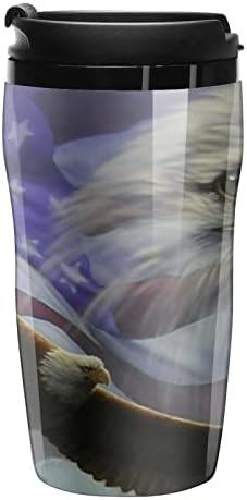 American Flag Bald Eagle Travel Travel Caneca Copa de plástico com isolamento de caneca com parede dupla de tampa