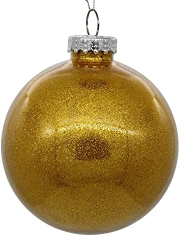 Vickerman 3 Clear Ball Christmas Ornament com interior preto glitter.