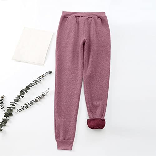 Wocachi Swewspante Mulheres Baggy Plus Size calça Sherpa Fleece linhada com cintura alta calças de ioga ativa com bolsos