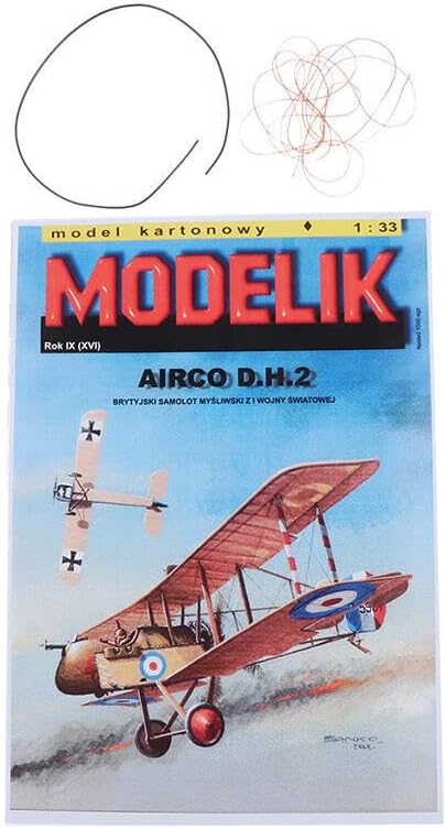 Moudoauer Paper British Airco DH.2 Biplano de assento único, 1:33 Modelo de papel Simulação Fighter Science Milody Science
