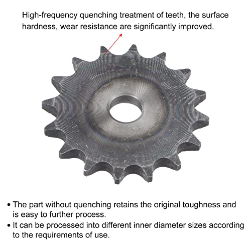 UXCELL 16 Chave plana de dente Sprocket Um tipo, pitch de 3/8 , aço carbono C45 de 10 mm para ISO 06b