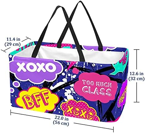 Lorvies Reutilable Grocery Bags Caixas de armazenamento, bolhas pop bolhas de compras coloridas caixas de compras, utilidade dobrável