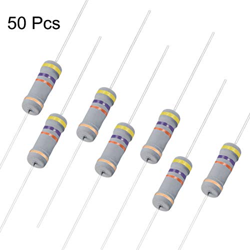 UXCELL 50PCS 47K OHM Resistor, 2W 5% Tolerância Resistores de filmes de carbono, 4 bandas para projetos e experimentos eletrônicos
