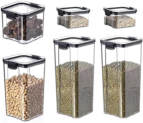 BHVXW 6PCS Recipientes de cozinha Temoning Box Organizer Storage Jars for Cereals Jar para frascos a granel com tampa