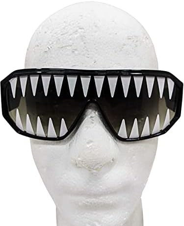 Os óculos de sol da minha camisa da minha festa Macho Mini Shark dentes de tubarão na lente preta com moldura preta