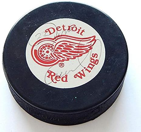 Dino Ciccarelli assinou Detroit Red Wings em Glas Co Hockey Puck Autograph - Autografado NHL Pucks