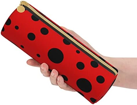 Yetta Yang Ladybug Black and Red Polka Dot Case de lápis de grande capacidade para homens High Office Supplies