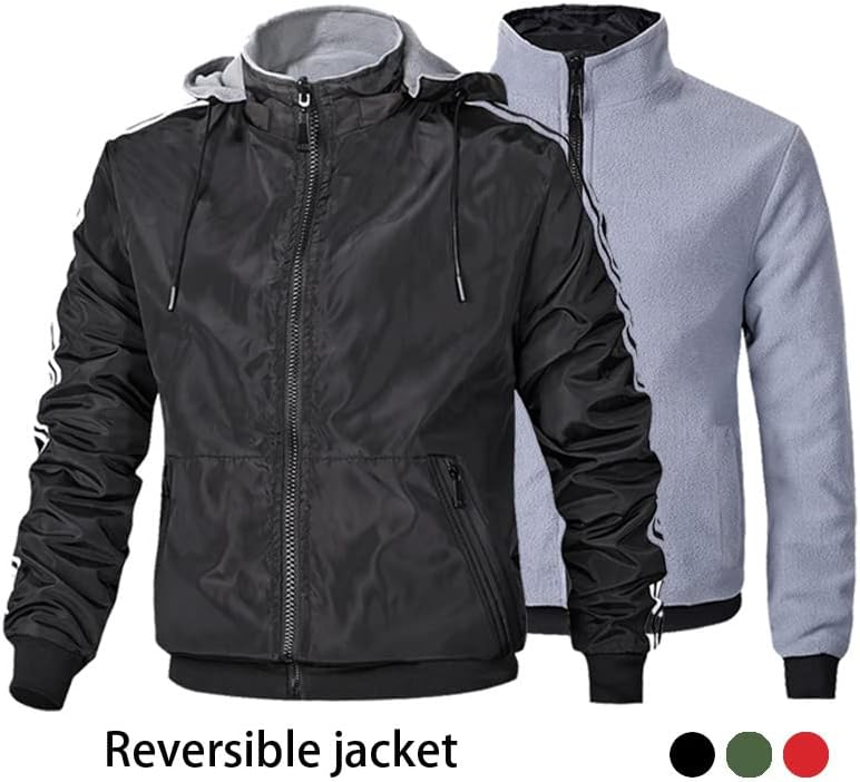 Jaqueta de bombardeiro masculino de jinfuhao masculina para homens reversíveis quebra -vento quentes jaquetas com capuz com casacos de negócios magros, roupas masculinas
