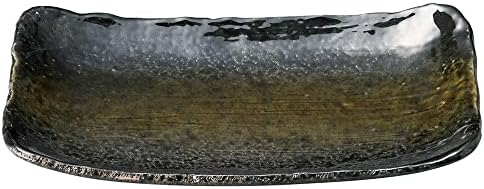セトモノホンポ Placa de cerâmica verde preta 8.0 [9,2 x 5,6 x 1,2 polegadas] | Utensílios de mesa japoneses