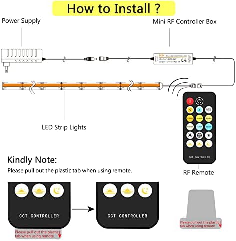 RF Remote Dimmer para Pautix CCT TIBLILL LED LED LUZES, Remoto sem fio de 17 teclas e Controlador DC 5-24V para CCT Cob Fita LED Lights,