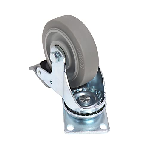 Casoter Single 4 giratório TPR Caster com freio de travamento duplo, alojamento de metal rolamento duplo rolamento elástico