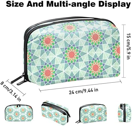 Carteira de bolsa de bolsas de viagem de caixa de transmissão de caixa de transportes Organizador USB Acessório de bolso Zipper, abstrato arco -íris girassol floral mandala