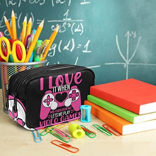 Video video video love coração corejas de lápis rosa grande capacidade para bolsa de lápis zíper bolsa de cosméticos portátil para viagens de escolas na escola