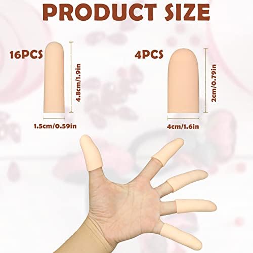 20pcs Gel Gel Botes Protetor de polegar, mangas de dedo de silicone Proteção de tampa para pontas de dedos, luvas de dedos Protetores