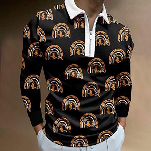 Camisas Po-Lo de Fall Po-Lo para homens homens casuais impressão de Halloween Turn Down Collar Tshirt Spandex Scrub Scrubs