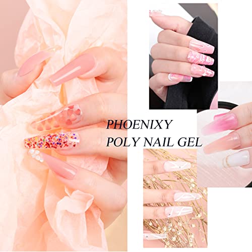 Kit de gel de unha poli com 36W LED UV Nail Lamp Phoenixy 4 cores Extensão de unhas Poly Slip Slip Solution Basic unha Ferramentas