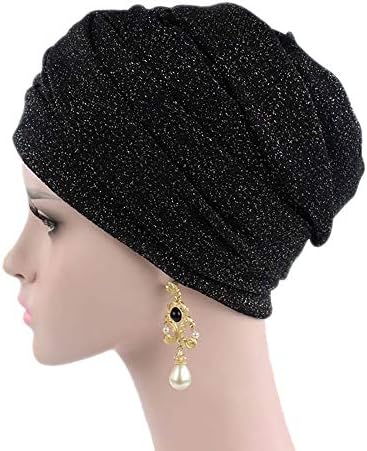 Chapéu de gorro plissado para mulheres colorido sólido lenço de cabeça vintage Africa de turbante envolve o gorro do caveiro caps de cabelo capas de cabelo