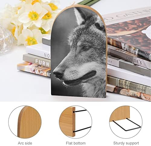 NFGSE Livro Ends, Grey Wolf 2 PCs 5 x 3 polegadas Modern Home Decorative Books para prateleiras, Moda Design Wood