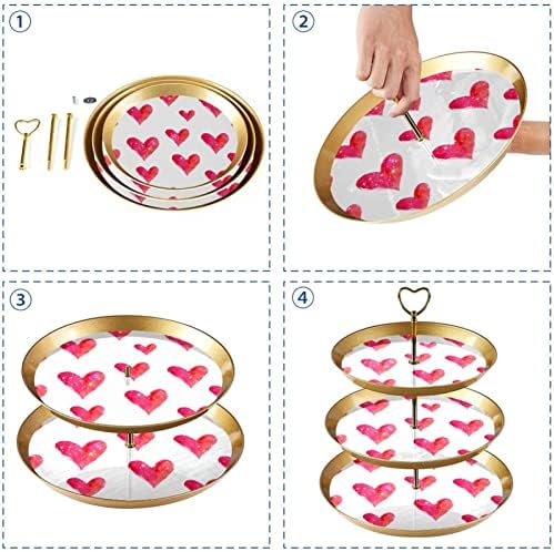 Placa de frutas de bolo de três camadas para o coração para sobremesas de bolos de bolos de bolos de buffet stand para festa