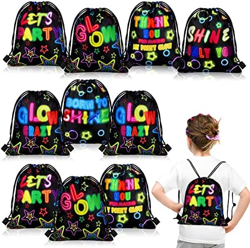Woanger Neon Bags Neon Party Favors Glow Party Sacos Backpacks Backpacks Goodie Candy Bags para brilhar em suprimentos de decoração