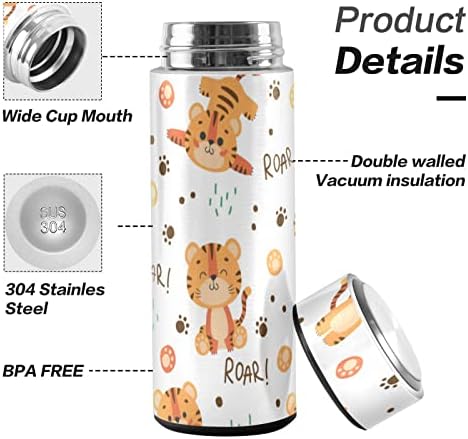 Cataku Cute Tiger Paws Bamas de água Animal Isolado 16 oz Flash de aço inoxidável garrafa térmica para café Drink de água reutilizável