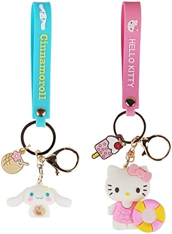 Papijojo Keychain Keychain Kawaii Anime Keychain, Hello Kitty, My Melody, Kuromi, Keroppi, Badtz-Maru, Canennâmica, Pompompurina