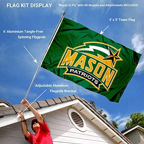 George Mason Patriots Bandeira e suporte de suporte de poste