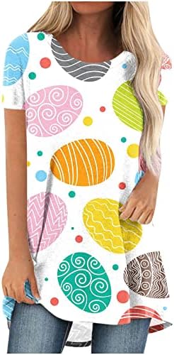 Camisas de ovos de Páscoa para mulheres de verão Casual Round Manga curta Túnica de túnica impressa na Páscoa