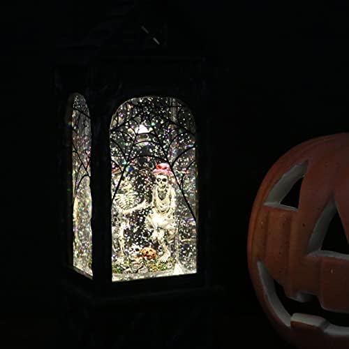 Eldnacele Halloween Ghost Projeção Lanterna do globo de neve com timer de 6 horas, plug-in iluminada e bateria operação de
