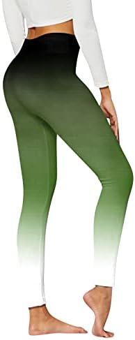 Perneiras de cintura alta para mulheres- gradiente impresso de barriga macia Controle de ioga de ioga para treino correndo plus size