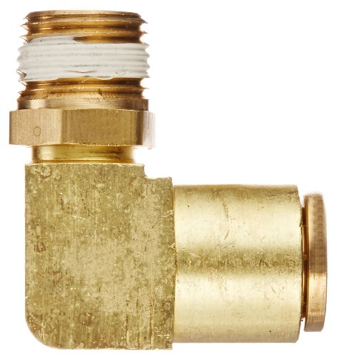 Eaton Weatherhead 1869x8s Brass CA360 D.O.T. Ajuste do tubo de freio de ar, giro, cotovelo de 90 graus, Macho de 3/8 NPT x 1/2 OD do tubo