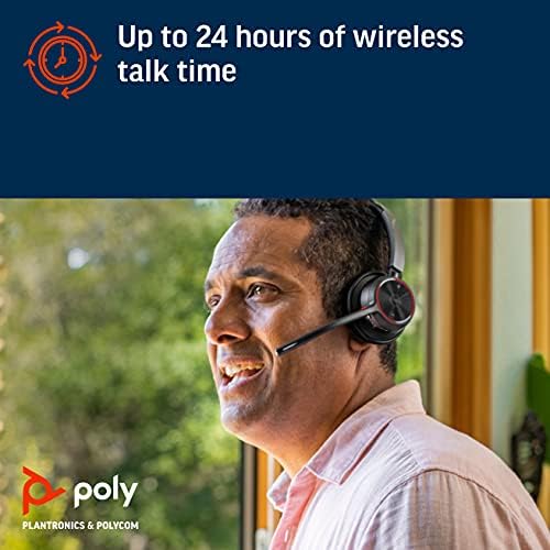 Poly - Voyager 4310 fone de ouvido sem fio UC + Stand - fone de ouvido única com microfone - conecte -se ao PC/Mac via adaptador Bluetooth USB -A, telefone celular via Bluetooth -Works com equipes, zoom e mais