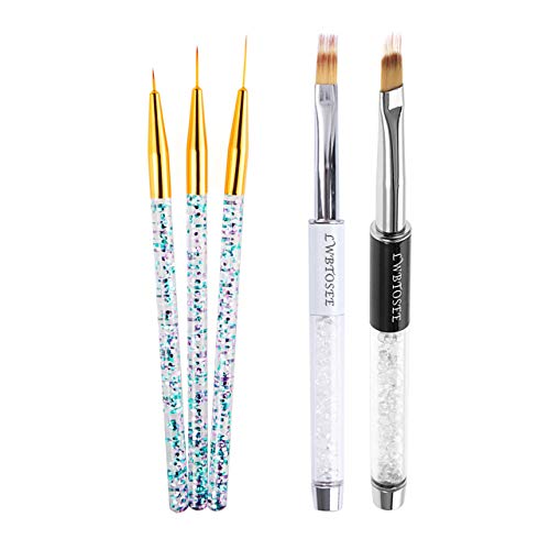 5pcs Pranche de caneta de unhas Conjunto para gel UV, gradiente Bloom e French Stripe Unh Nail Art | Escova de revestimento