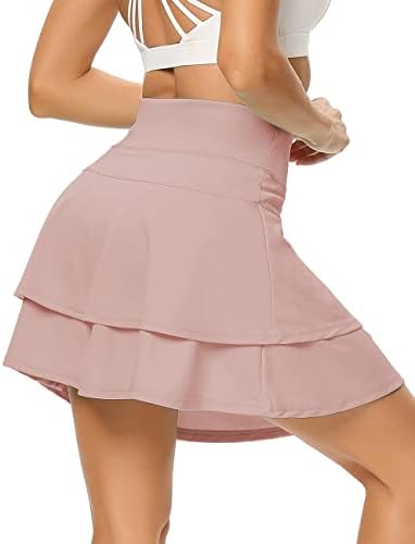 Woweny Skort ativo feminino Athletic Ruffle plissado saia de tênis com bolso para executar exercícios de golfe